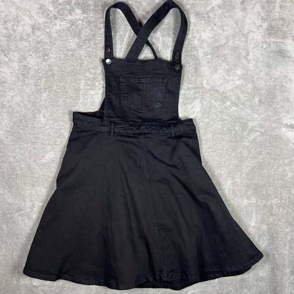 Hell Bunny Dress Womens 2XL Black Dakota Pinafore Denim Goth Pinup Punk Overall - Picture 4 of 10